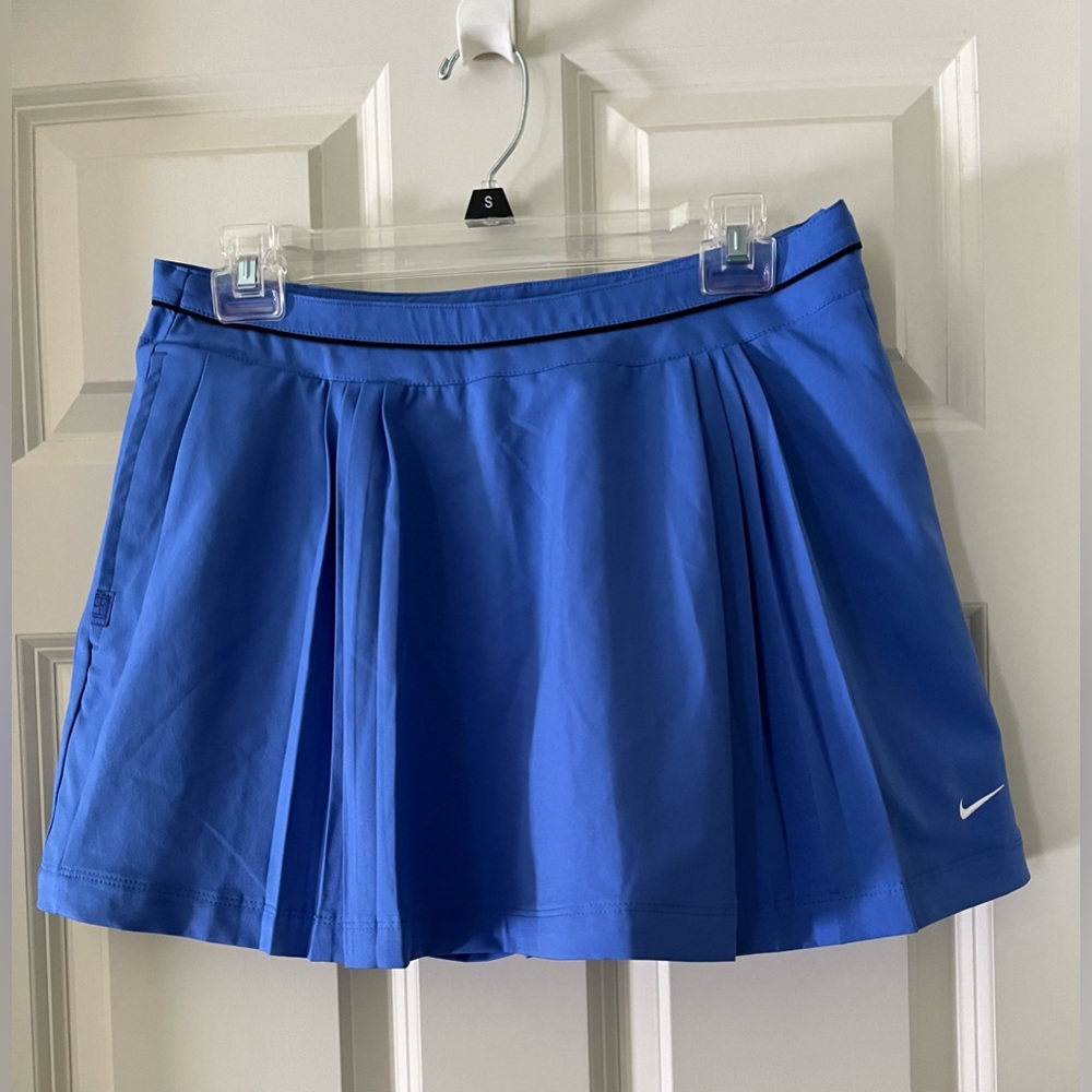 Women’s Nike Blue Pleated Tennis Skort Dri Fit Stretch Fabric Pickleball Golf 8